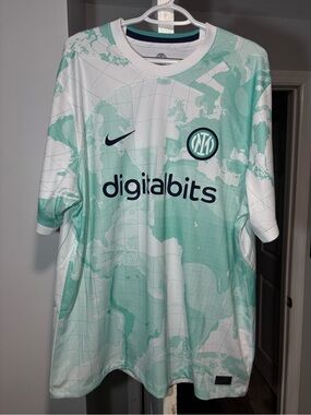 Nike Mint Green and White Soccer Jersey with Digitalbits Sponsor